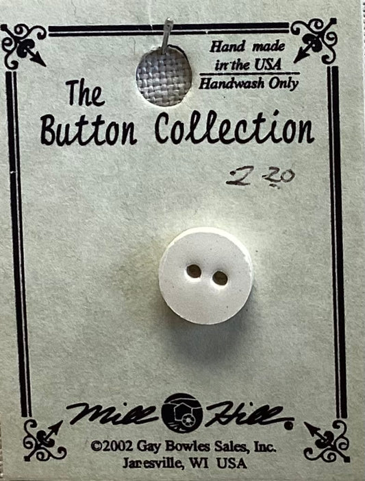 Small, White, Round, Handmade Button by Mill Hill