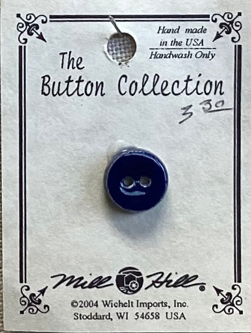 Small, Navy, Round, Handmade Button by Mill Hill