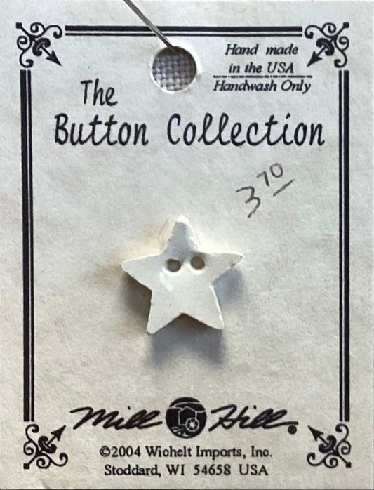 Small, White, Star Handmade Button by Mill Hill