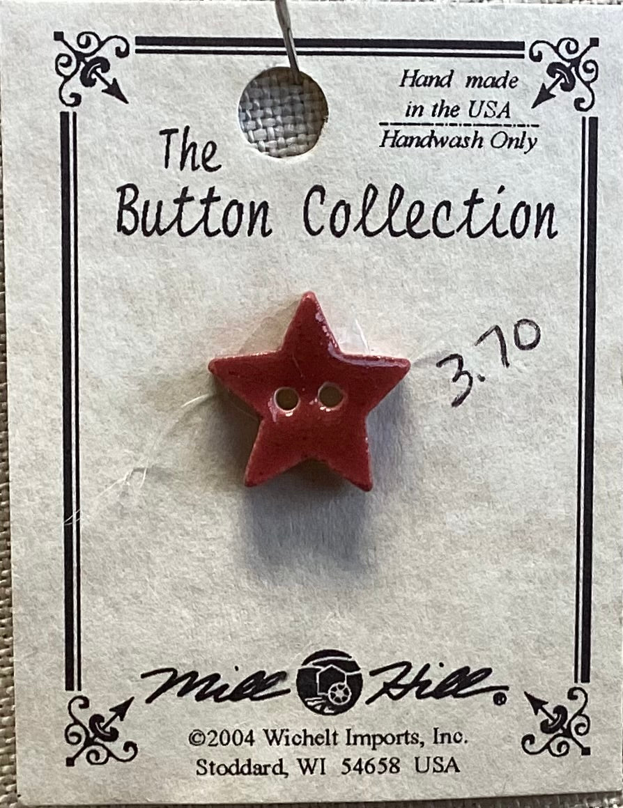 Small, Red, Star Handmade Button by Mill Hill