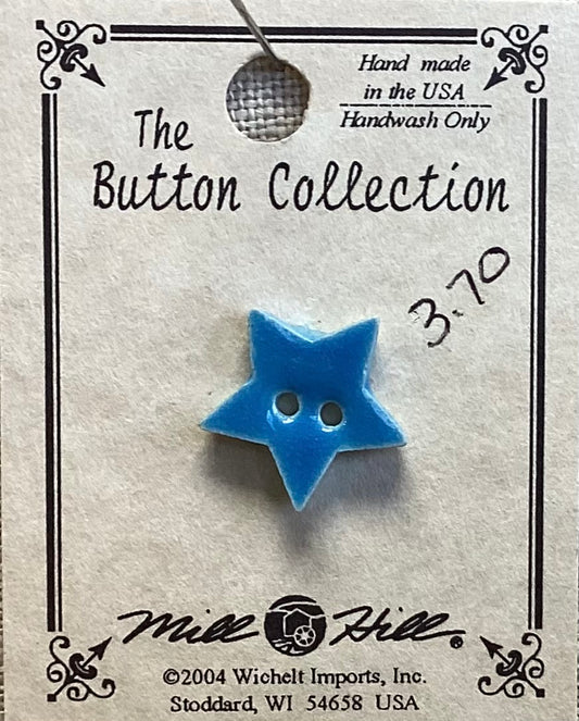 Small, Light Blue, Star, Handmade Button by Mill Hill