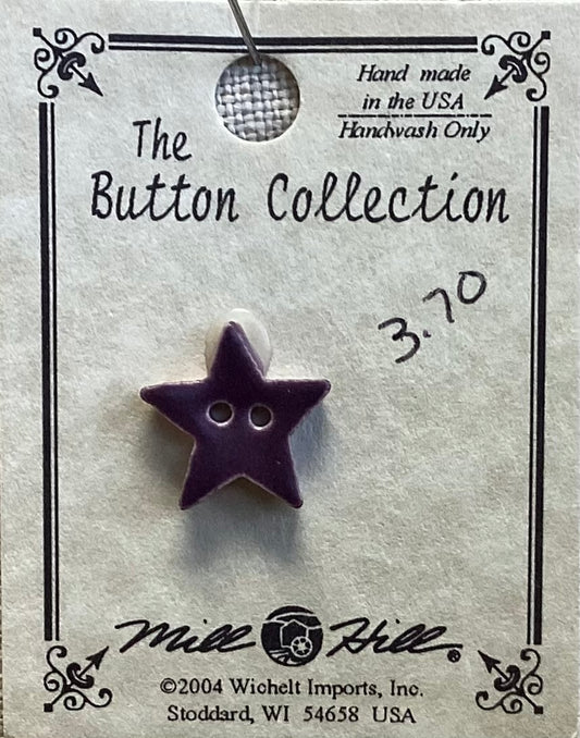 Small, Purple, Star, Handmade Button by Mill Hill