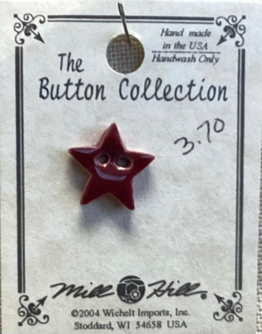 Small, Maroon, Star Handmade Button by Mill Hill