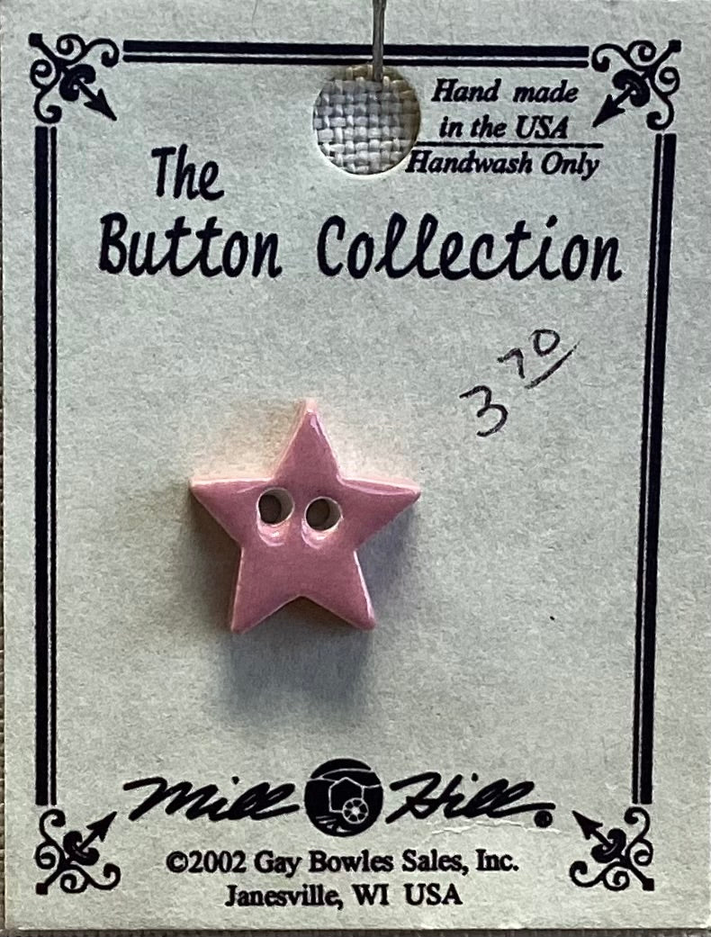 Small, Pink, Star Handmade Button by Mill Hill