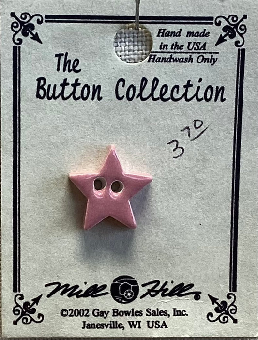 Small, Pink, Star Handmade Button by Mill Hill