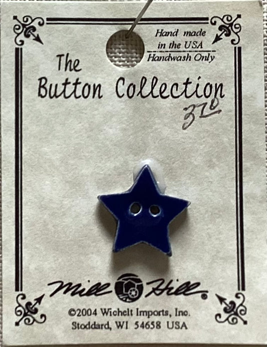 Small, Navy, Star Handmade Button by Mill Hill