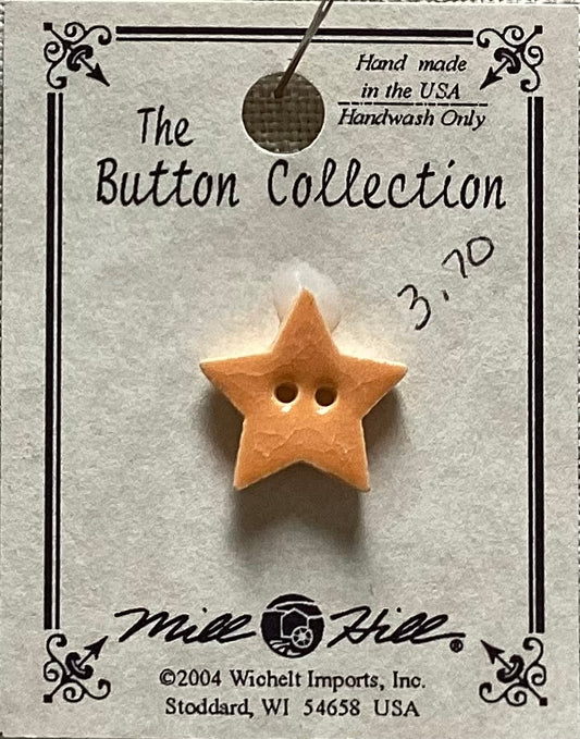 Small, Tangerine, Star Handmade Button by Mill Hill