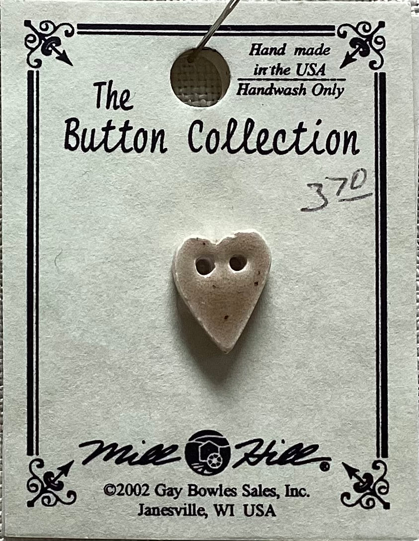 Small, Brown Speckled, Heart Handmade Button by Mill Hill