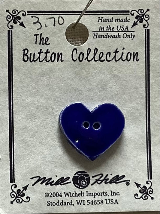 Small, Denim, Heart Handmade Button by Mill Hill