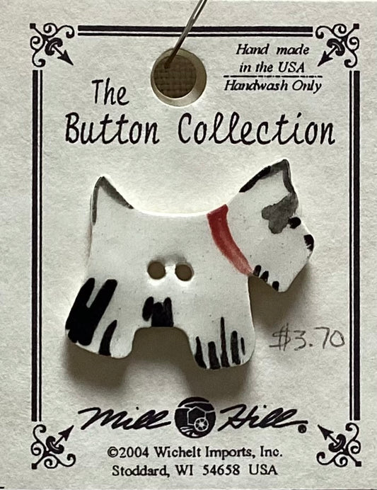 White Scottie Button by Mill Hill