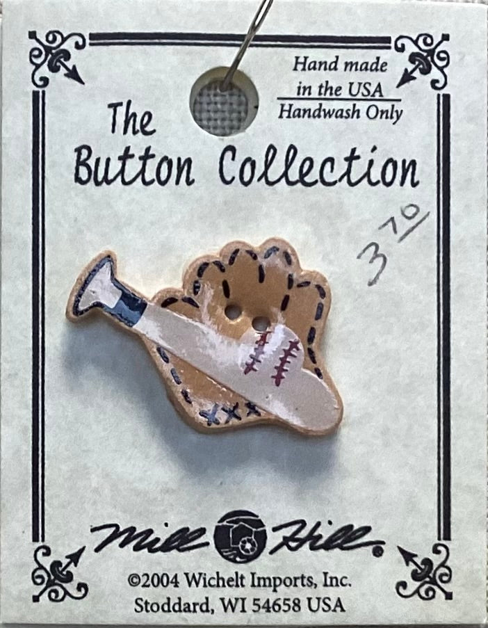 Baseball Mitt with Bat & Ball Button by Mill Hill