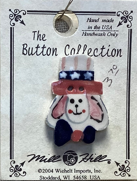 Uncle Sam Bunny Button by Mill Hill