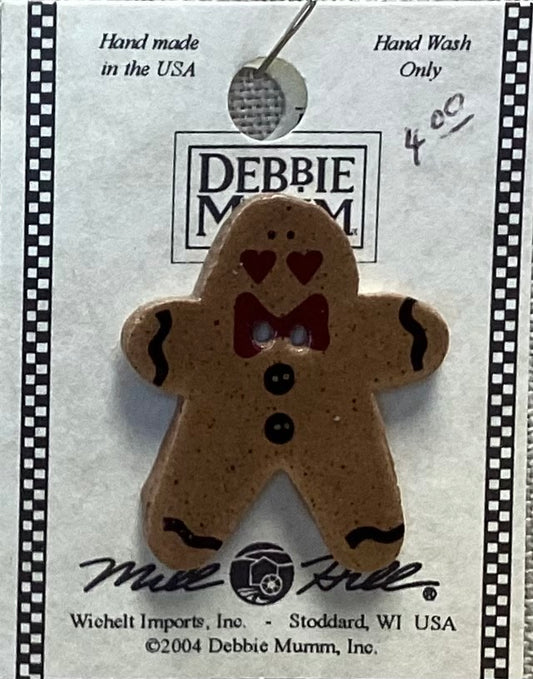 Gingerbread Man With Bow Tie Debbie Mumm Button by Mill Hill