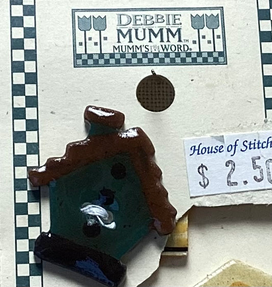 Dark Green Birdhouse Debbie Mumm Button by Mill Hill