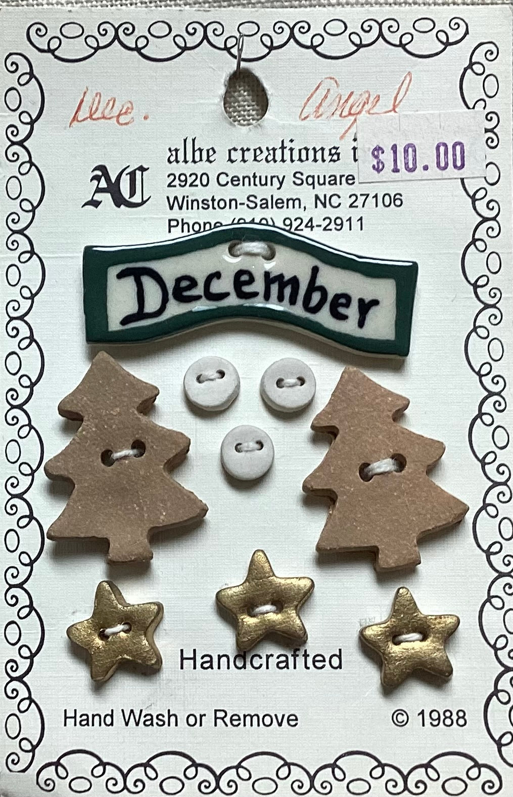 December Angel Button Set by Albe Creations Inc.