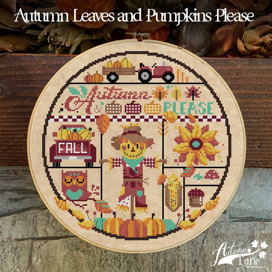 Autumn Leaves & Pumpkins Please by Autumn Lane Stitchery