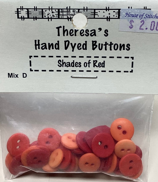 Shades of Red Buttons by Theresa’s Hand Dyed Buttons