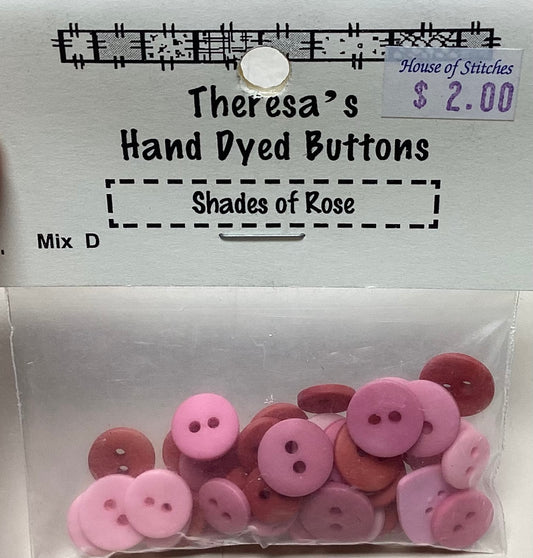 Shades of Rose Buttons by Theresa’s Hand Dyed Buttons