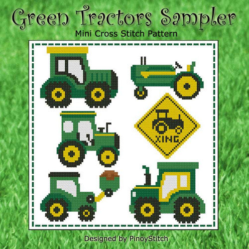 Green Tractor Sampler by Pinoy Stitch
