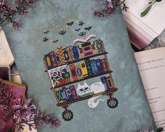 The Midnight Book Cart by Haunted Frames Stitchery
