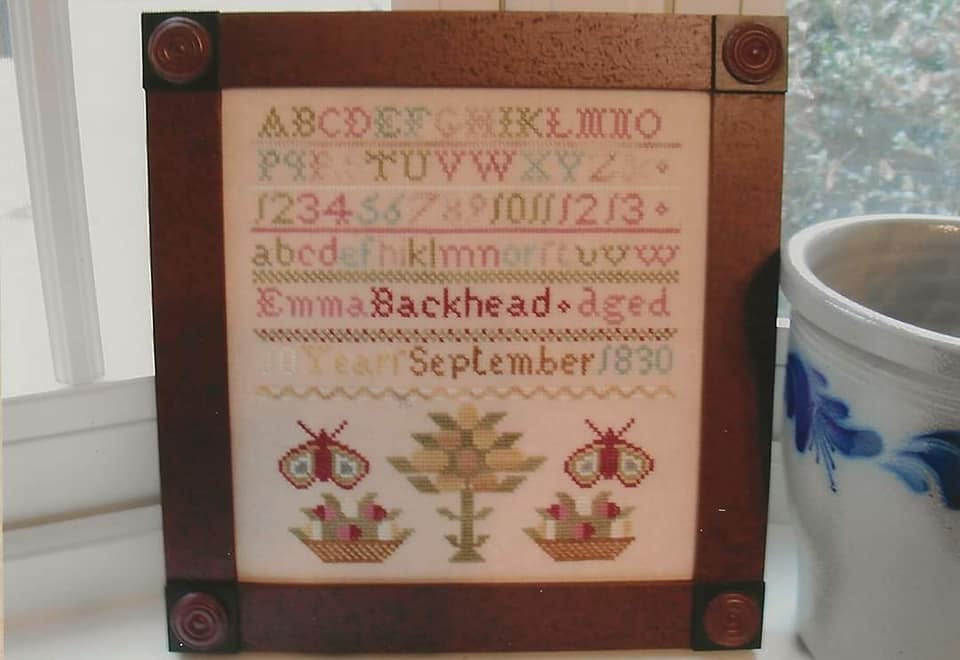 Emma Backhead 1830: Reproduction Sampler by Of Female Worth