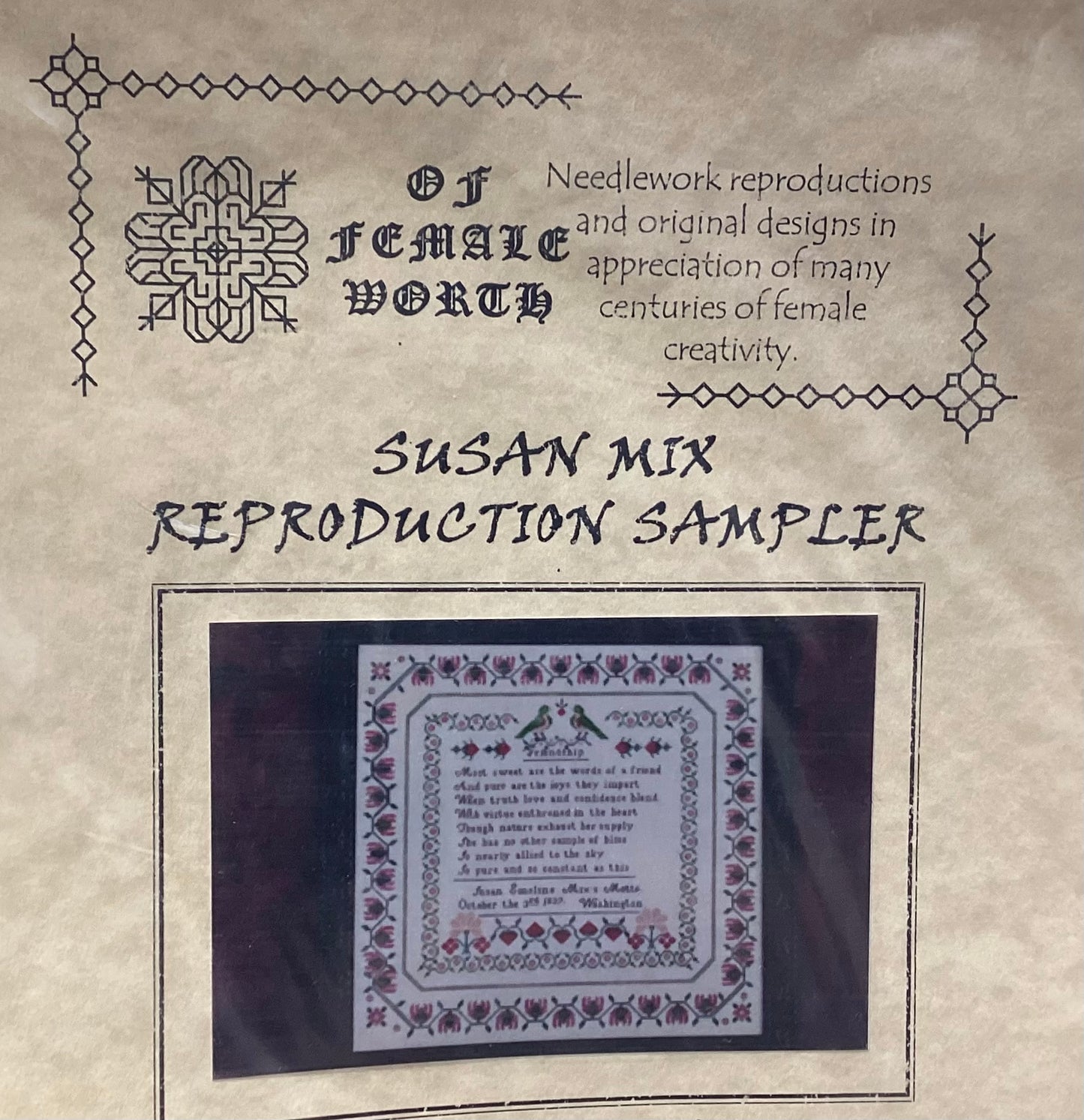 Susan Mix Reproduction Sampler by Of Female Worth