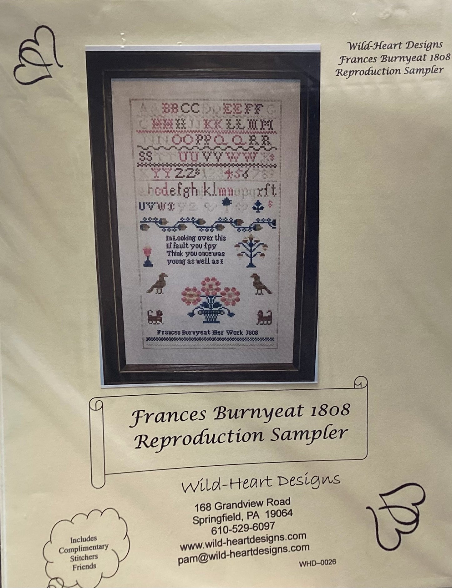 Frances Burnyeat 1808 Reproduction Sampler by Wild-Heart Designs