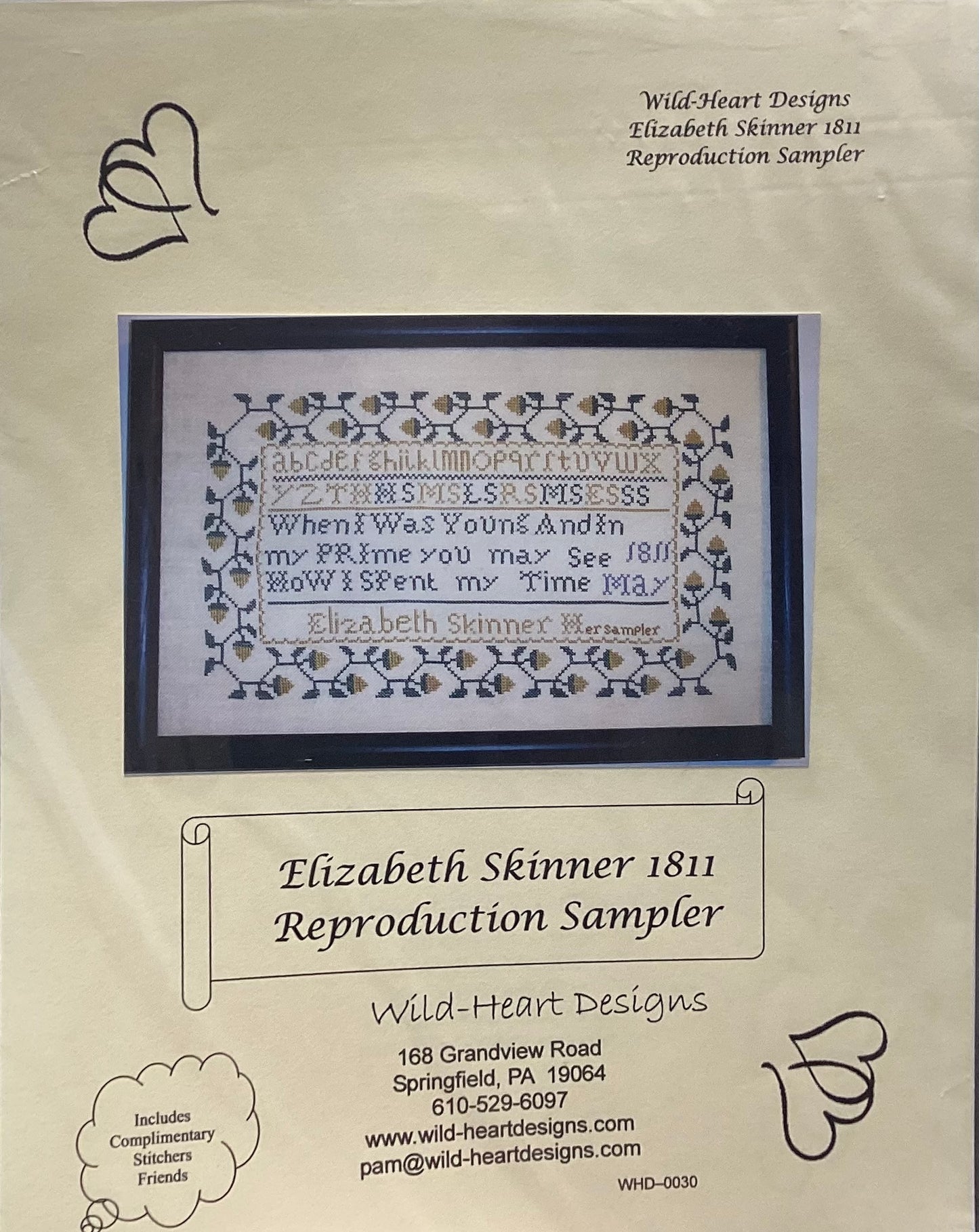 Elizabeth Skinner 1811 Reproduction Sampler by Wild-Heart Designs