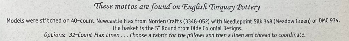 An English Motto Basket by Hillside Samplings