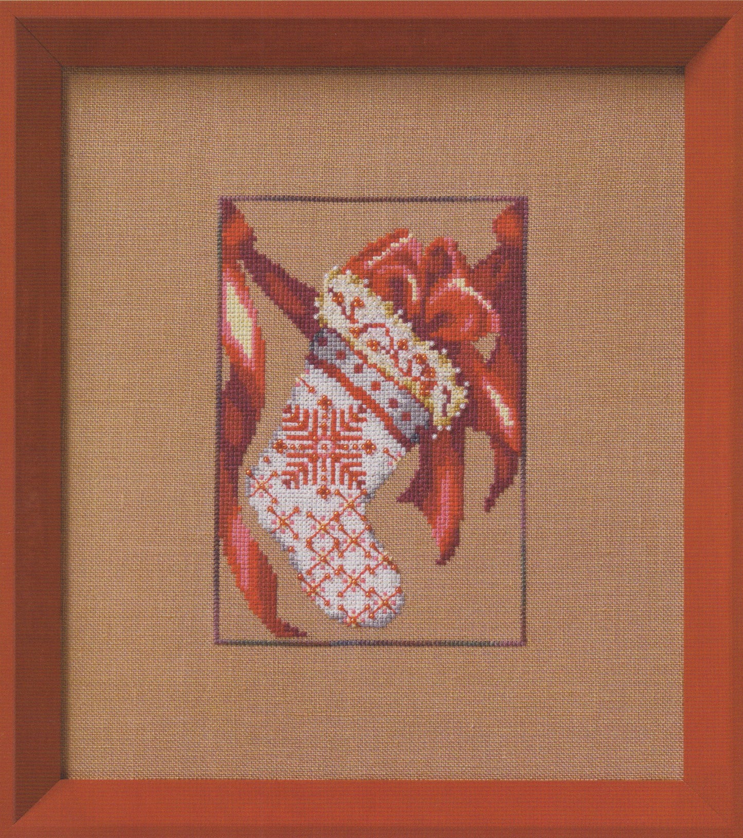 Red Ribbon Stocking by Nora Corbett