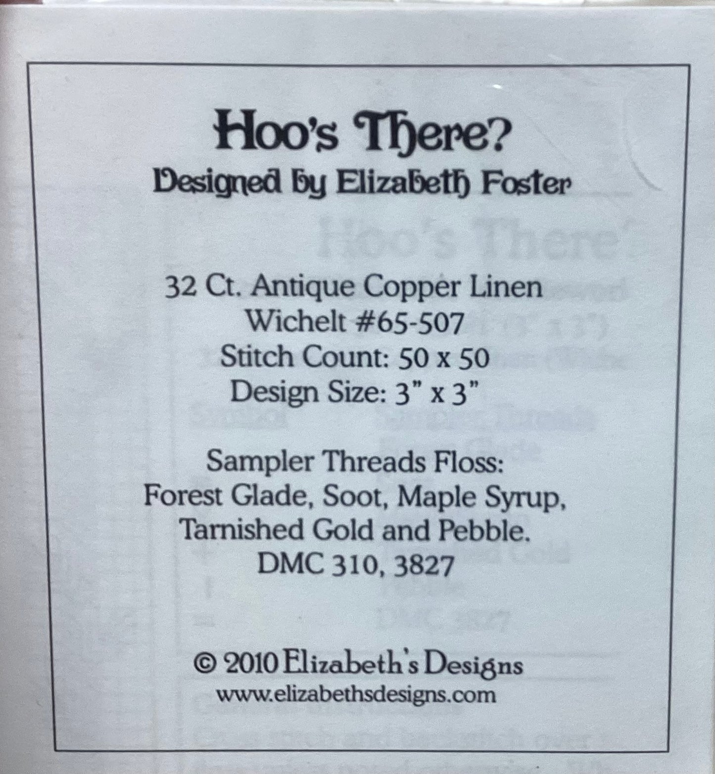 Hoo’s There? By Elizabeth’s Needlework Designs