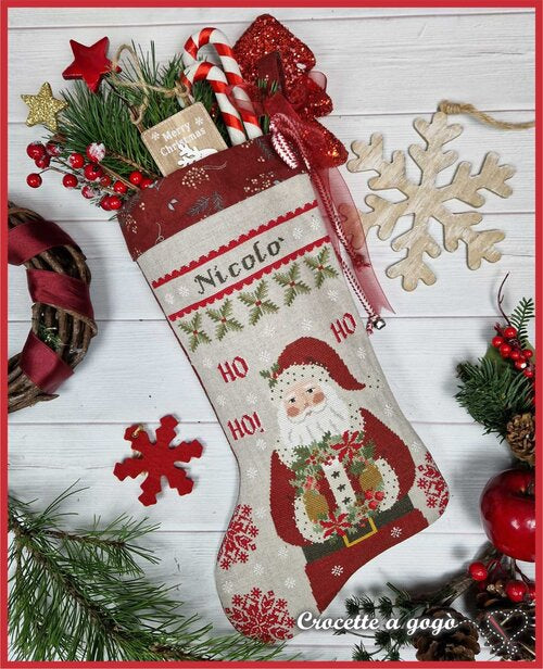 Ho Ho Ho Christmas Stocking by Crocette a Gogo