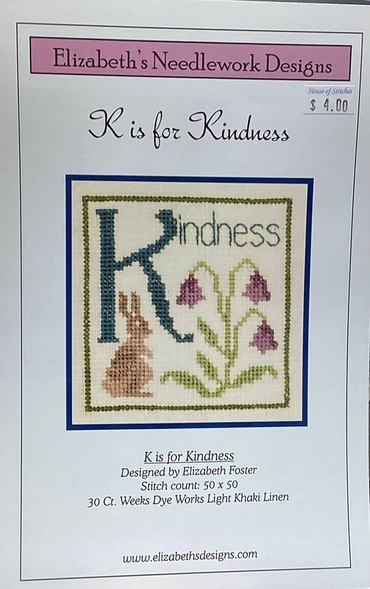 K is for Kindness by Elizabeth’s Needlework Designs