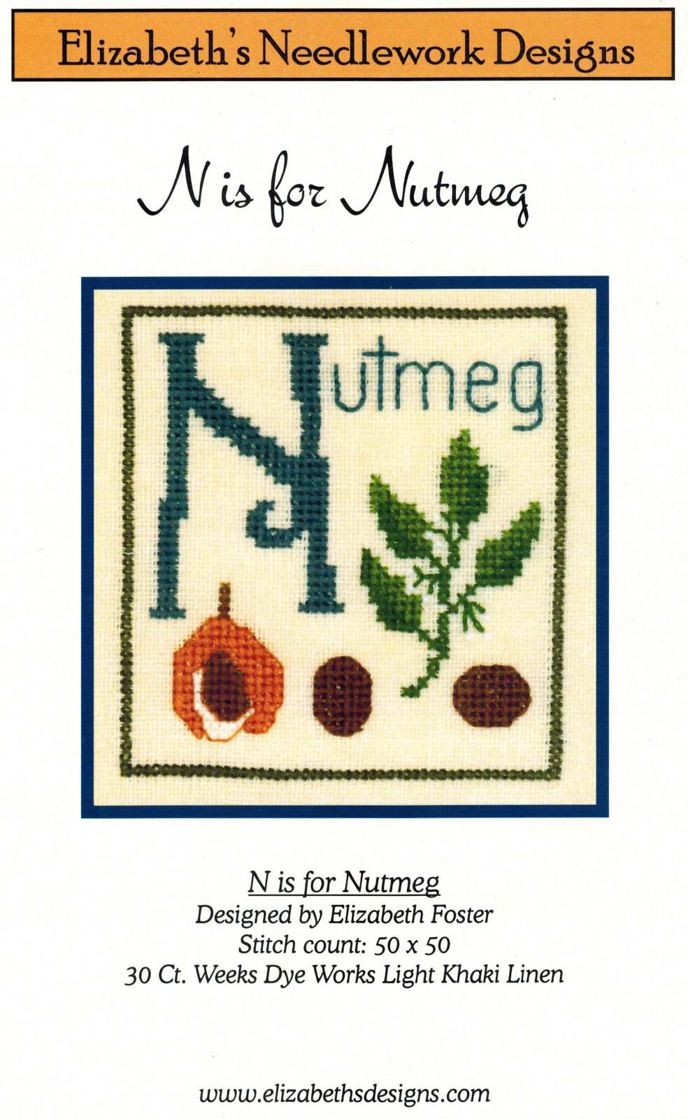 N is for Nutmeg by Elizabeth’s Needlework Designs