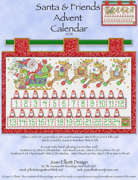 Santa & Friends Advent Calendar by Joan Elliott Design