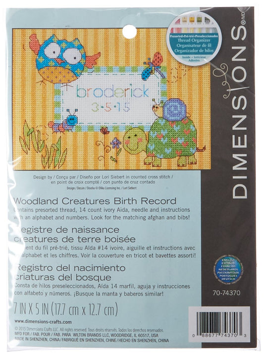 Woodland Creatures Birth Record Kit by Dimensions Crafts