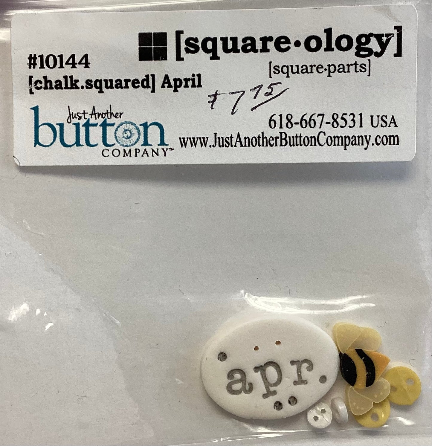 Square-ology: Chalk Squared April Embellishment Pack by Just Another Button Company