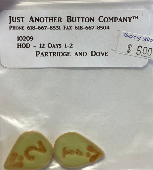 Hands on Design- 12 Days (1-2) Partridge and Dove Embellishment Pack by Just Another Button Company