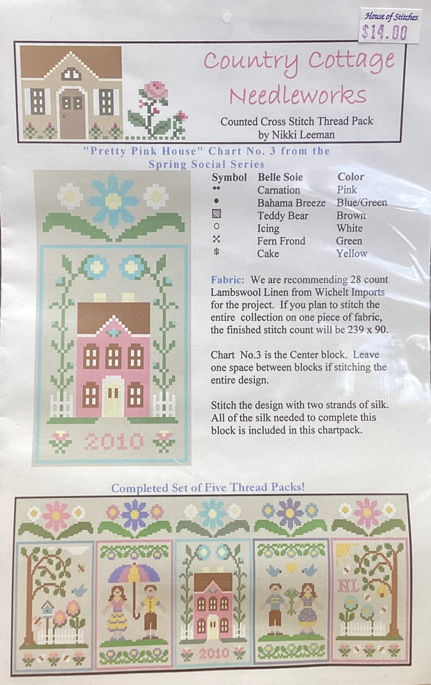 Spring Social Series: #3 Pretty Pink House by Country Cottage Needleworks