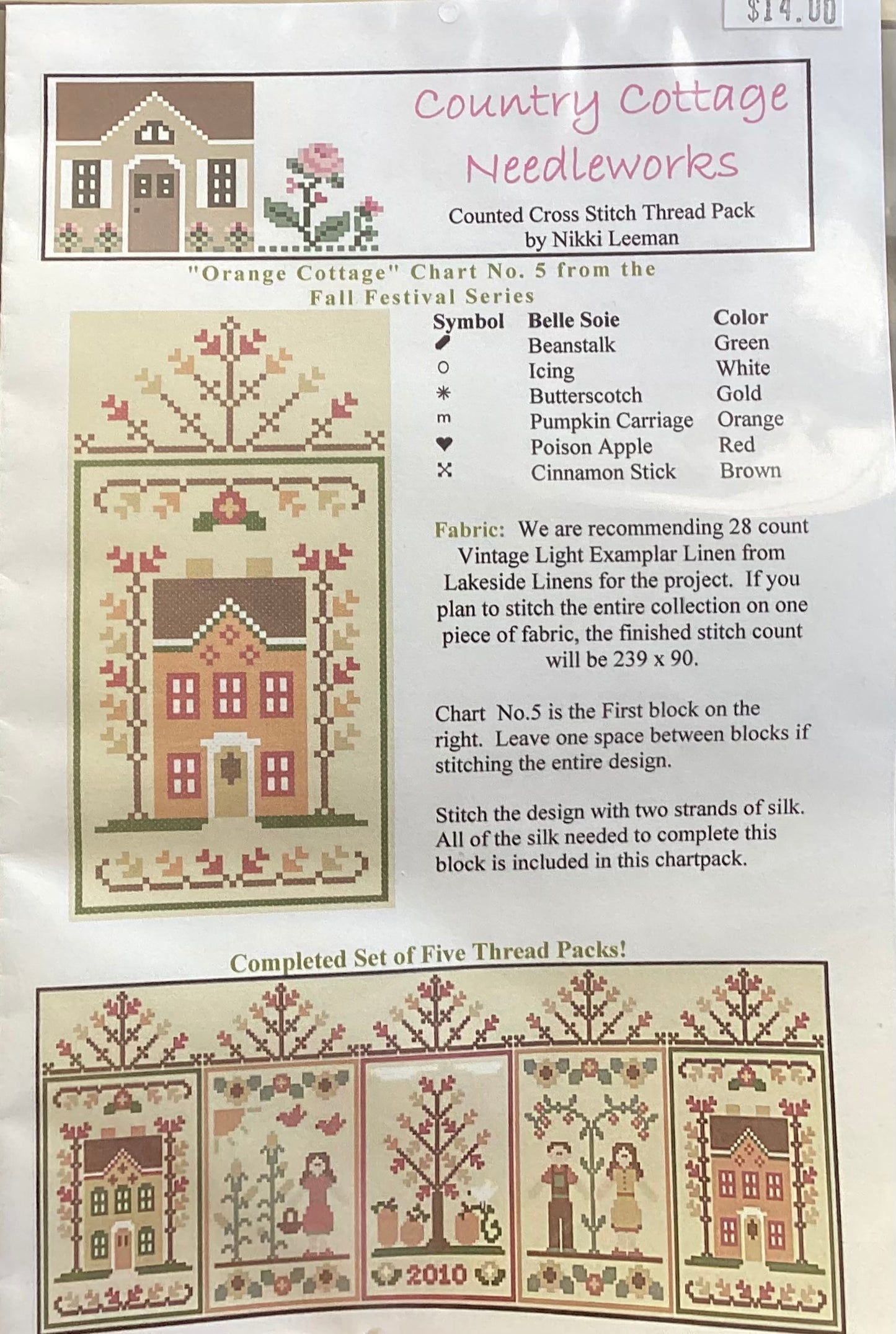 Fall Festival Series: #5 Orange Cottage by Country Cottage Needleworks