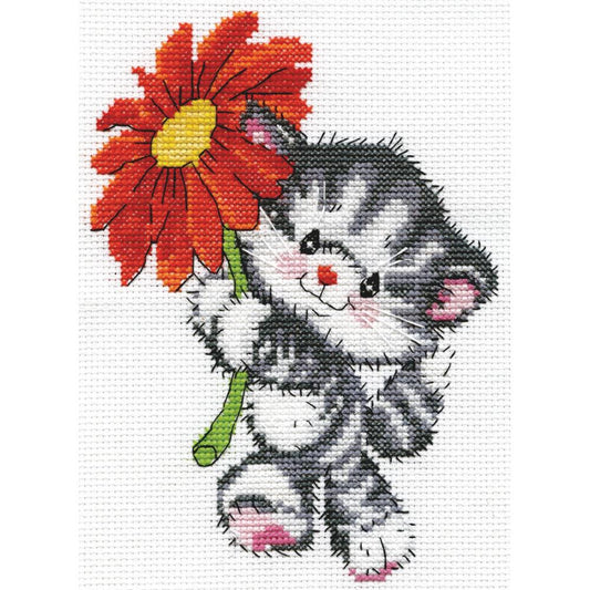 Red Daisy Cat Kit by Design Works Crafts