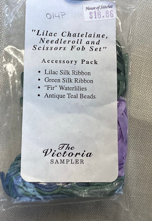 Lilac Chatelaine Needleroll and Scissors Fob Set Accessory Pack By The Victoria Sampler #014P