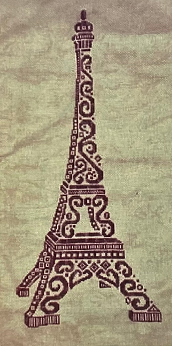 Tribal Eiffel Tower by White Willow Stitching