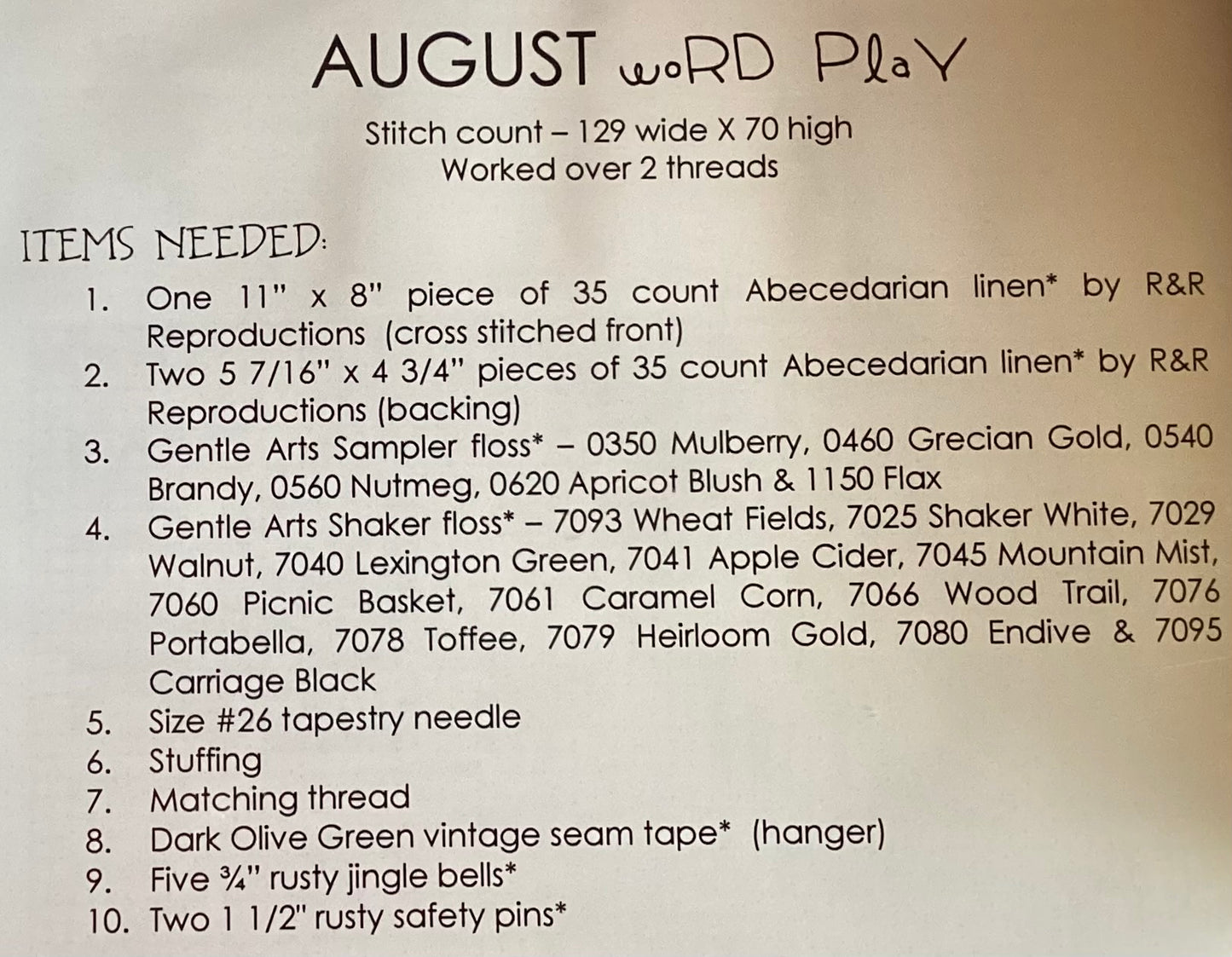 August: Word Play by With Thy Needle & Thread