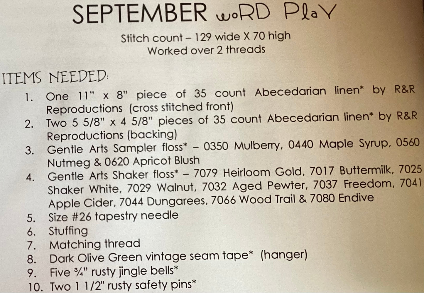 September: Word Play by With Thy Needle & Thread