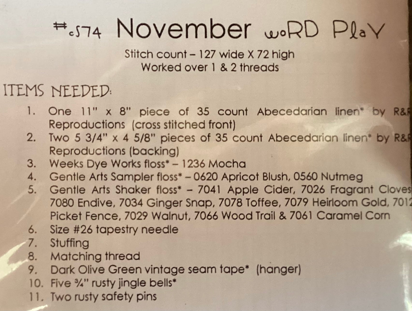 November: Word Play by With Thy Needle & Thread