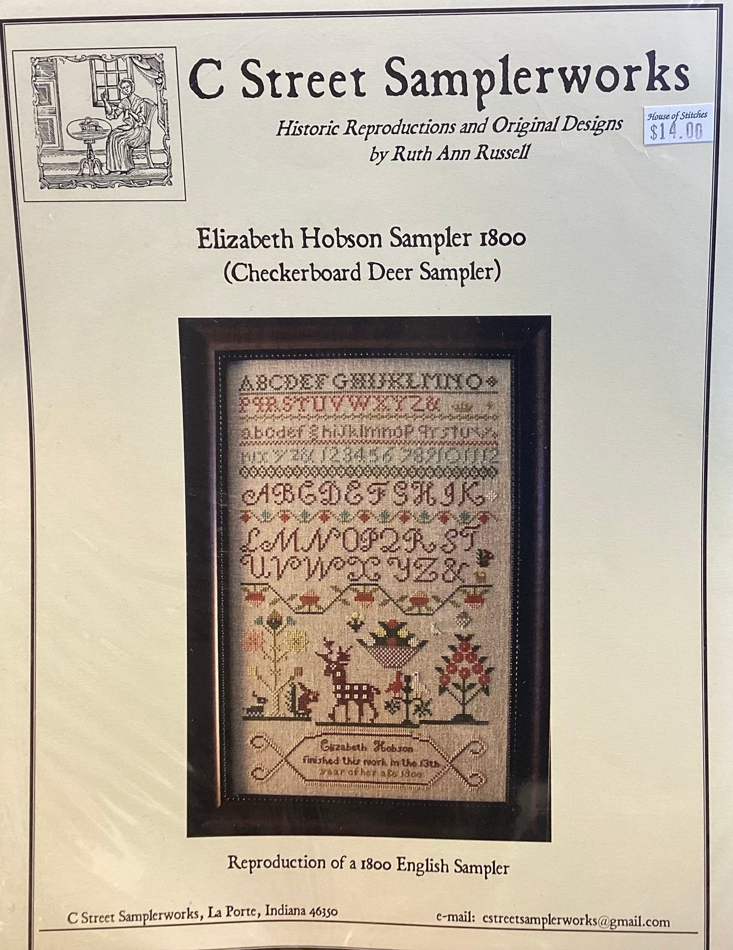 Elizabeth Hobson Sampler 1800 by C Street Sampleworks