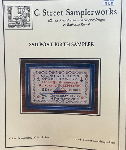 Sailboat Birth Sampler by C Street Sampleworks