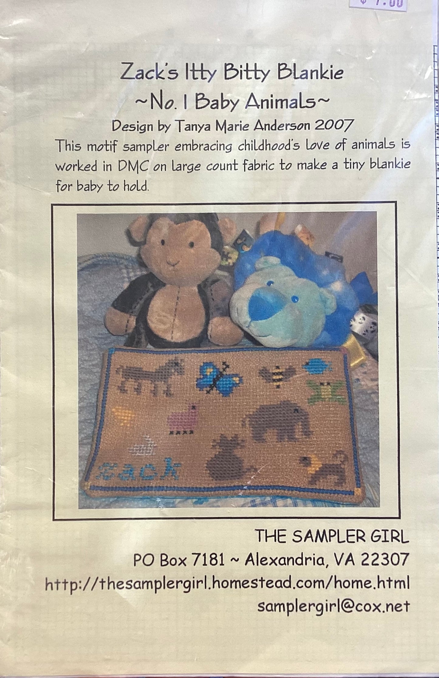 Zack’s Itty Bitty Blankie No. 1 Baby Animals by The Sampler Girl