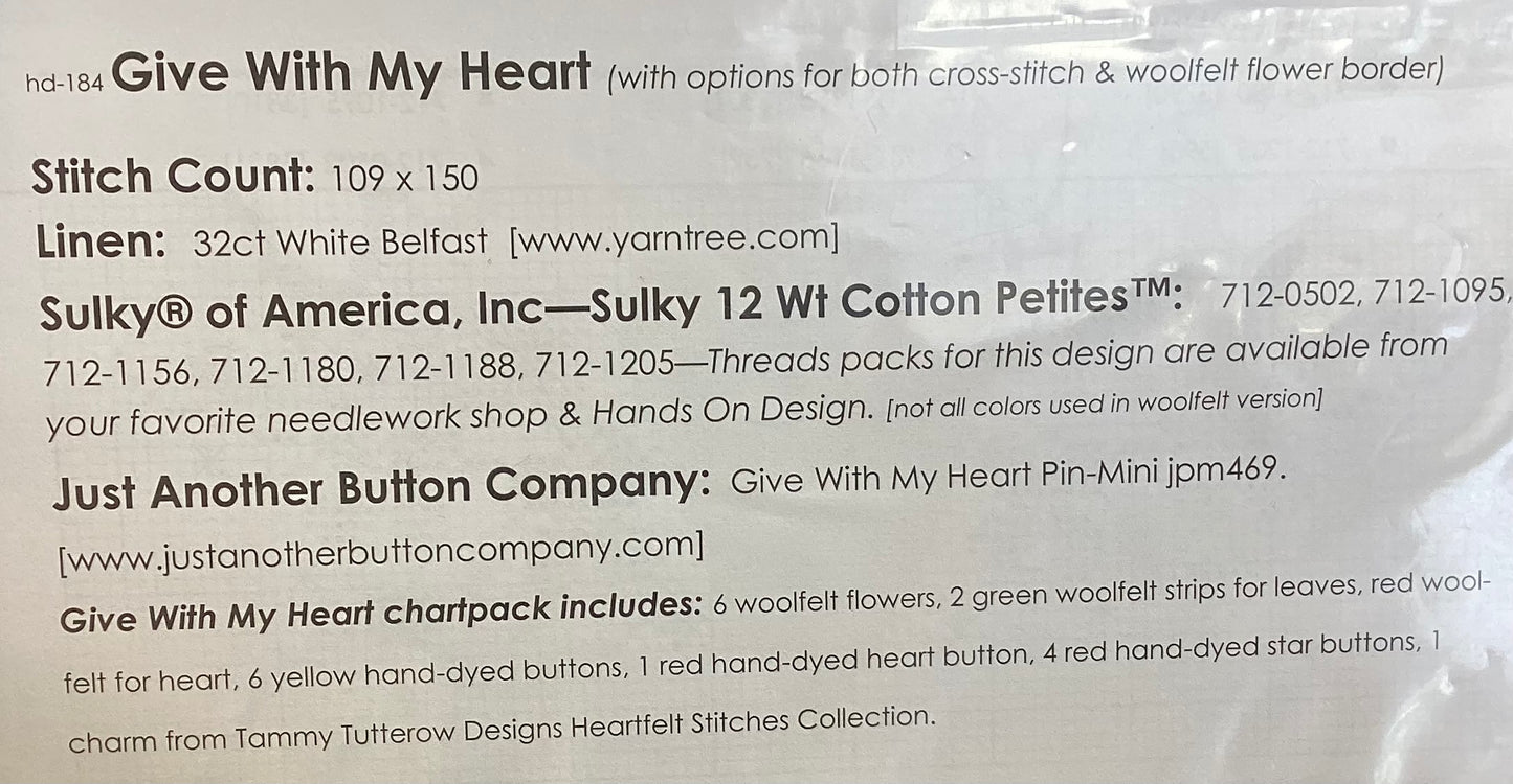 Give With My Heart by Hands on Design hd185
